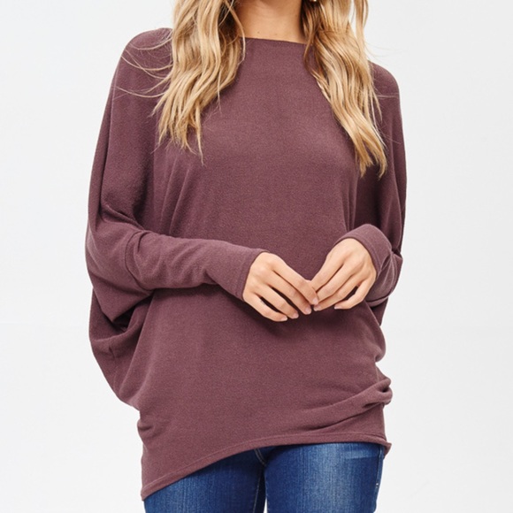 Jolie Dolman Sleeve Sweater In Raisin 